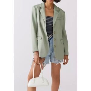NEW C/MEO COLLECTIVE In Control Blazer Women S Sage 3-Button Sage Green Tailored